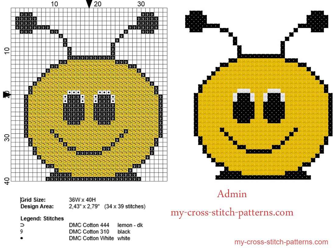 bee_face_small_and_simple_cross_stitch_pattern_in_40_stitches_baby_bibs_idea