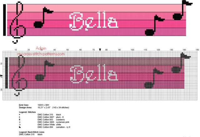 bella_cross_stitch_baby_female_name_with_pink_colors_sheet_music