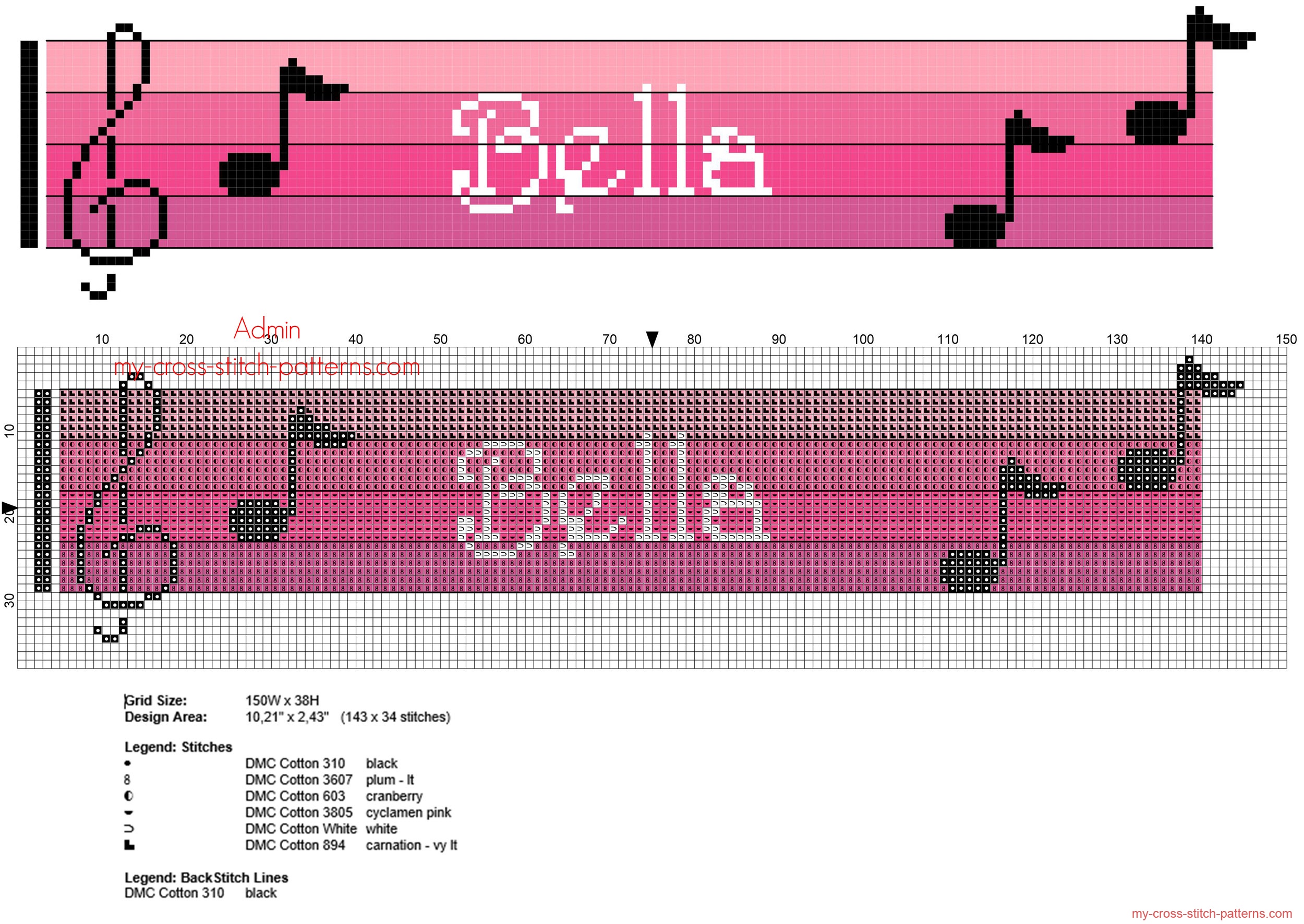 bella_cross_stitch_baby_female_name_with_pink_colors_sheet_music