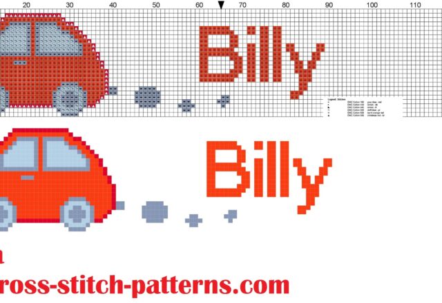 billy_name_with_toy_car_cross_stitch_patterns