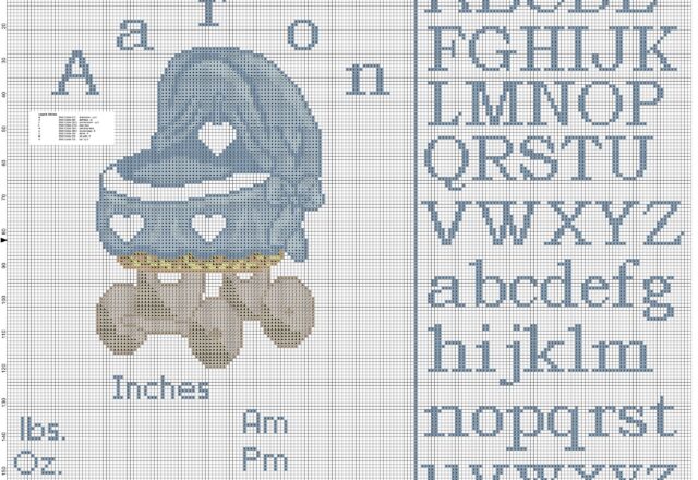 birth_records_boy_with_cradle_blue_cross_stitch_pattern