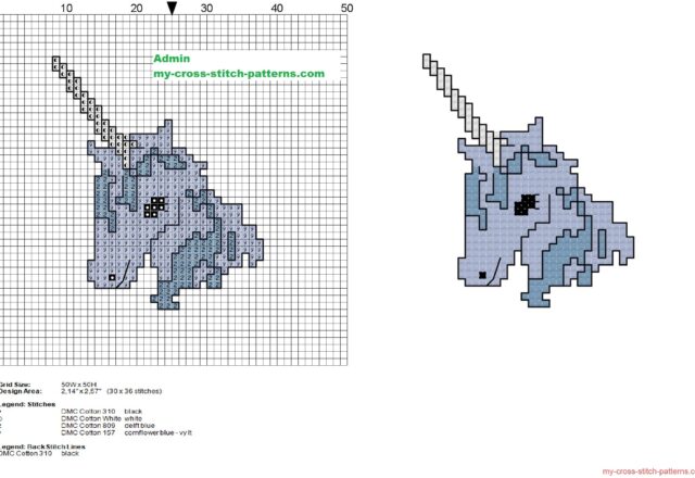 blue_and_purple_unicorn_small_cross_stitch_pattern