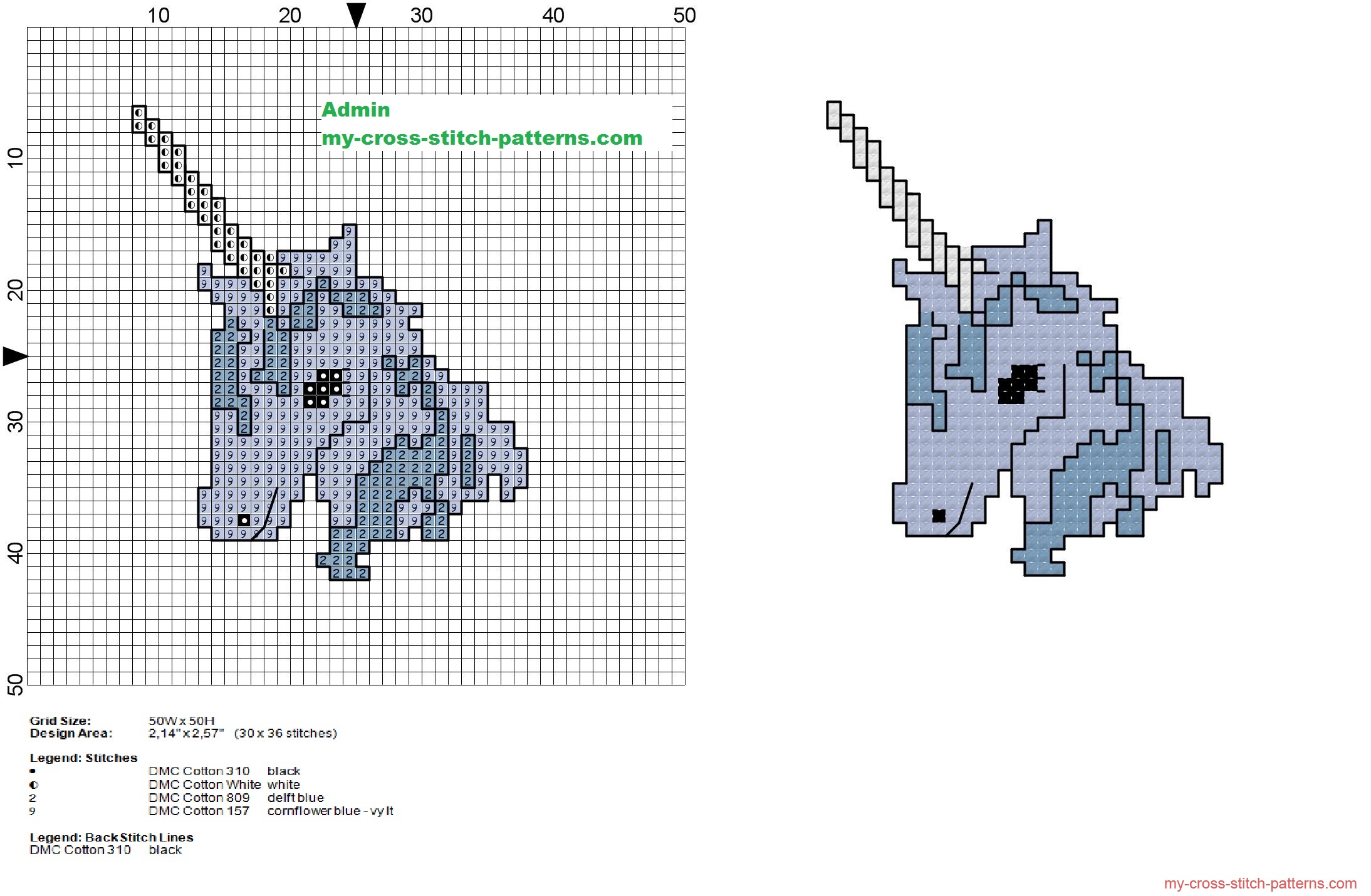 blue_and_purple_unicorn_small_cross_stitch_pattern