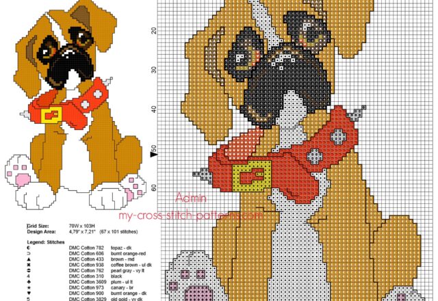 boxer_dog_puppy_free_simple_cross_stitch_pattern