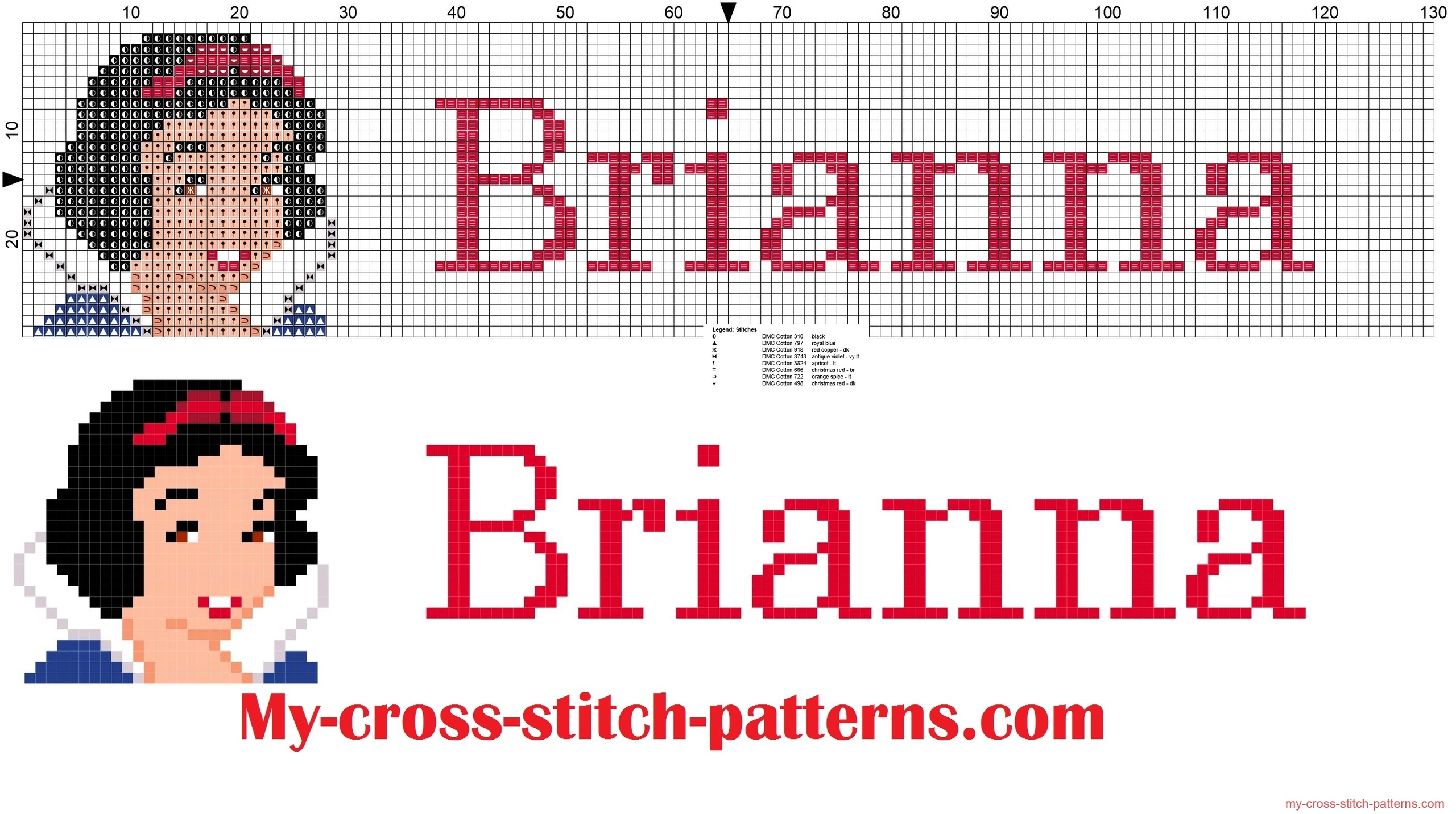 brianna_cross_stitch_pattern_name_with_disney_princess_white_snow