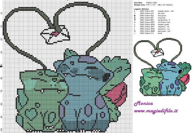 bulbasaur_and_ivysaur_pokemon_lovers_cross_stitch_pattern