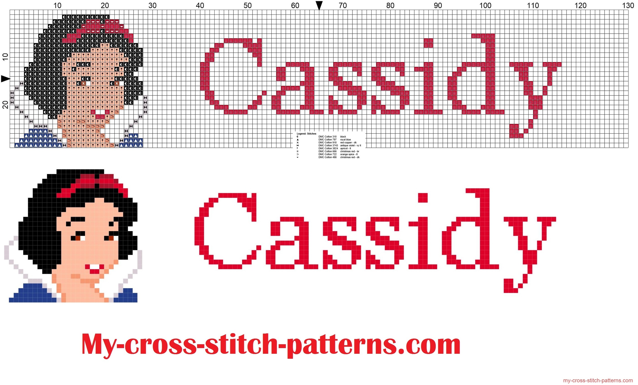 cassidy_cross_stitch_pattern_name_with_disney_princess_white_snow