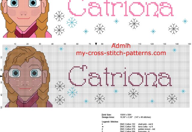 catriona_cross_stitch_pattern_baby_female_name_with_disney_frozen_princess_anna