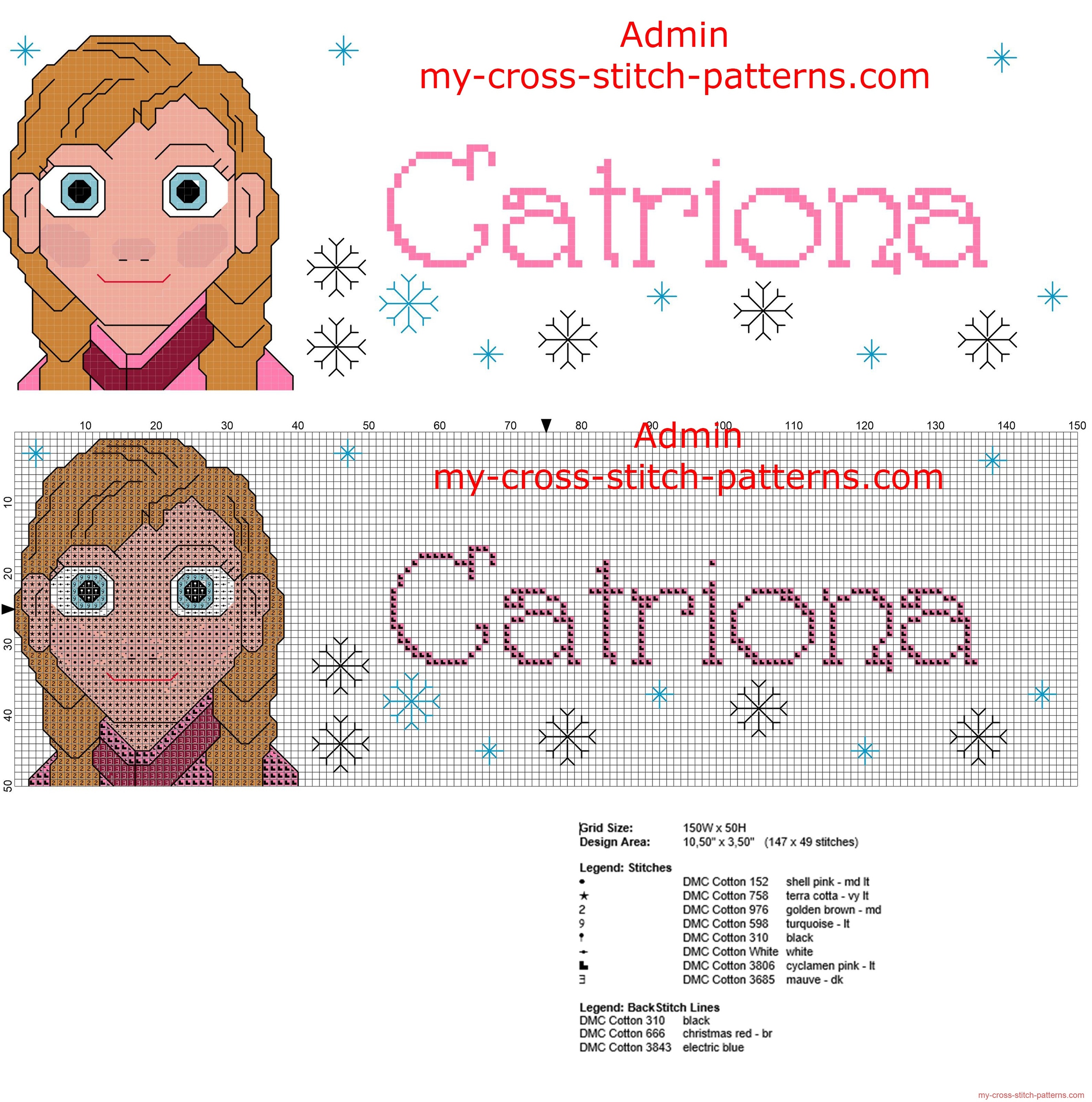 catriona_cross_stitch_pattern_baby_female_name_with_disney_frozen_princess_anna