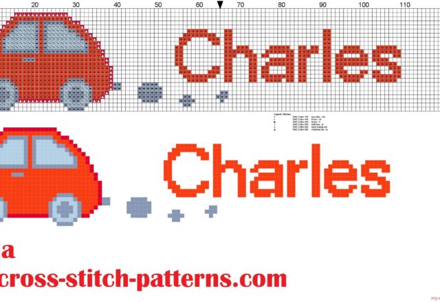 charles_name_with_toy_car_cross_stitch_patterns