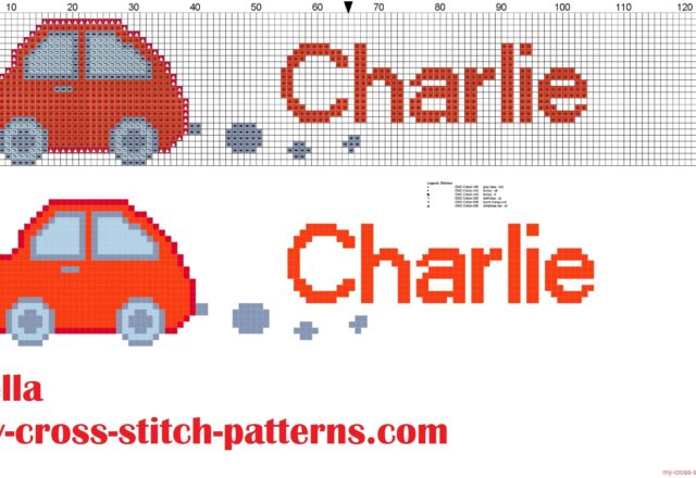 charlie_name_with_toy_car_cross_stitch_patterns