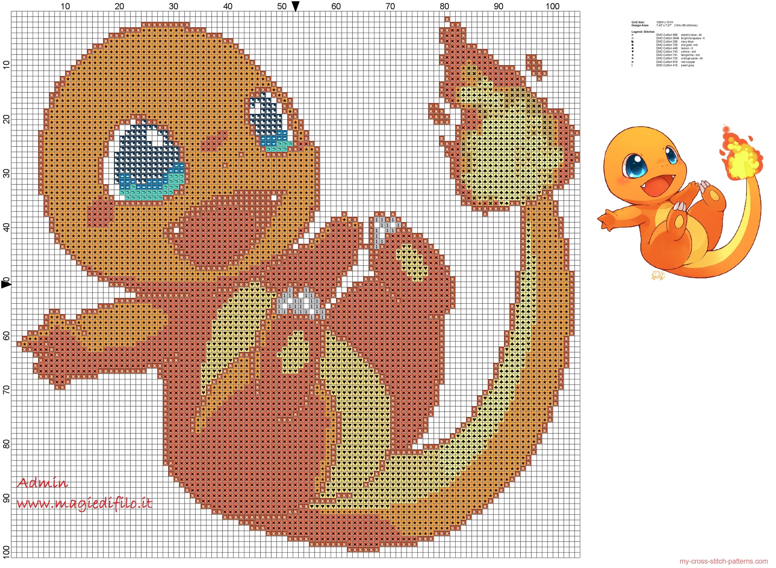 charmander_pokemon_004_cross_stitch_pattern_free