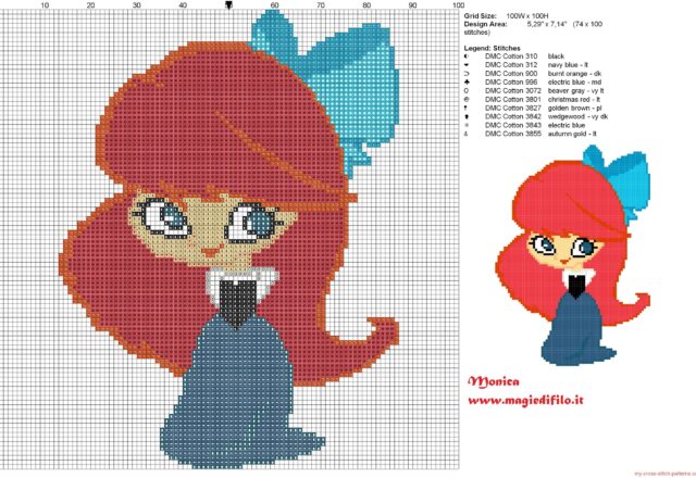 chibi_ariel_2_cross_stitch_pattern