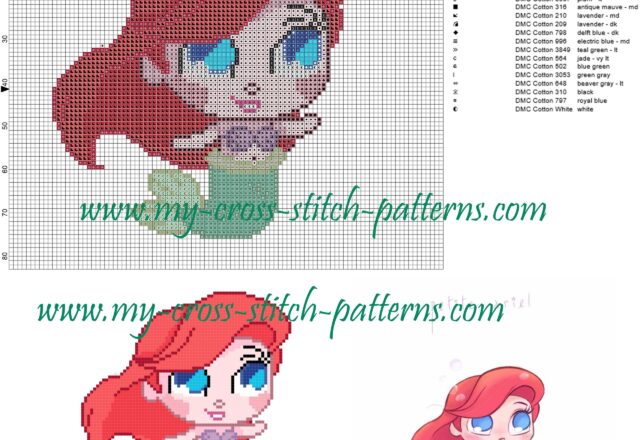 chibi_ariel_cross_stitch_pattern_