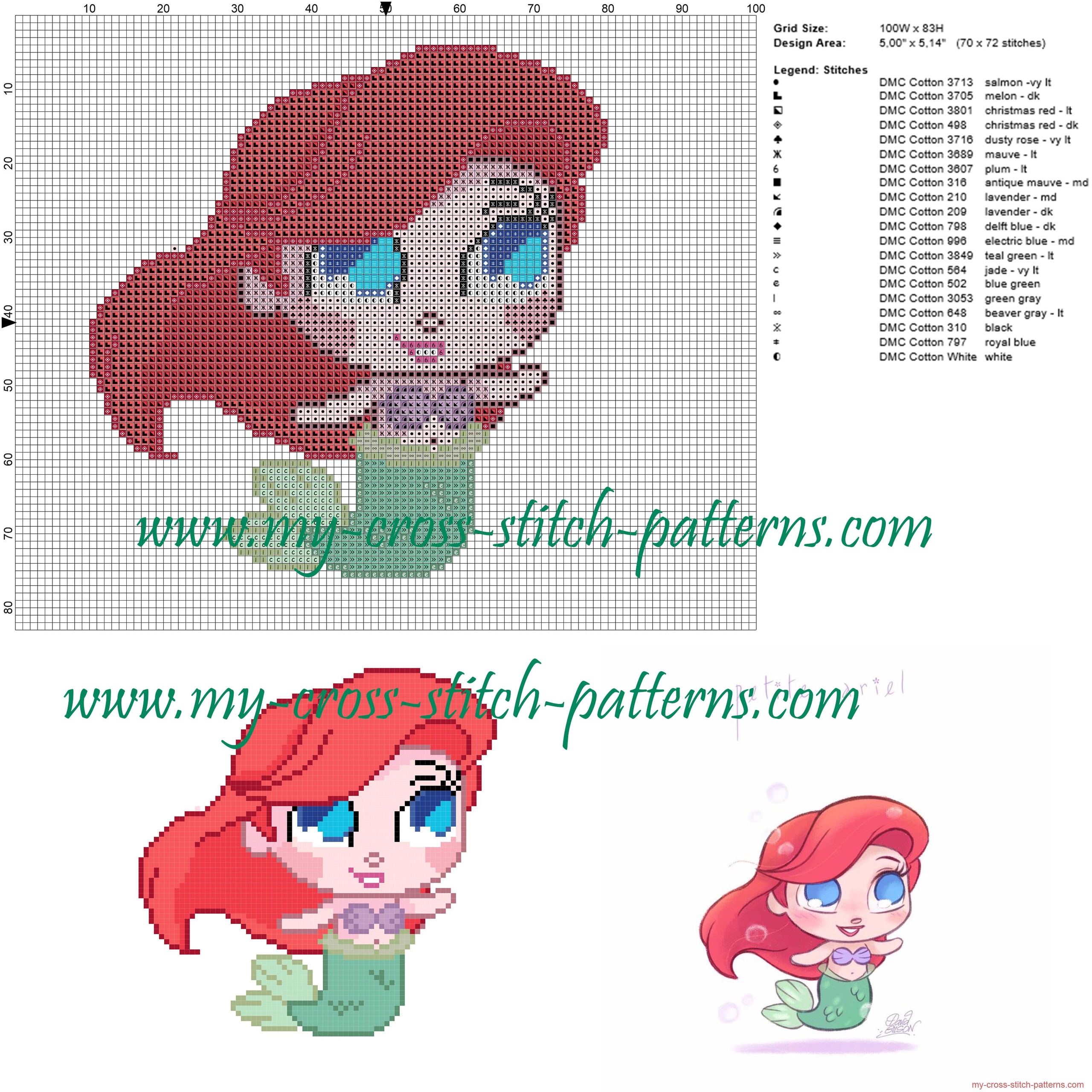 chibi_ariel_cross_stitch_pattern_