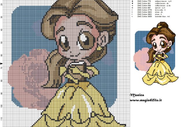 chibi_belle_with_book_cross_stitch_pattern