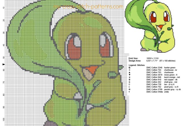 chikorita_pokemon_152_second_generation_free_cross_stitch_pattern