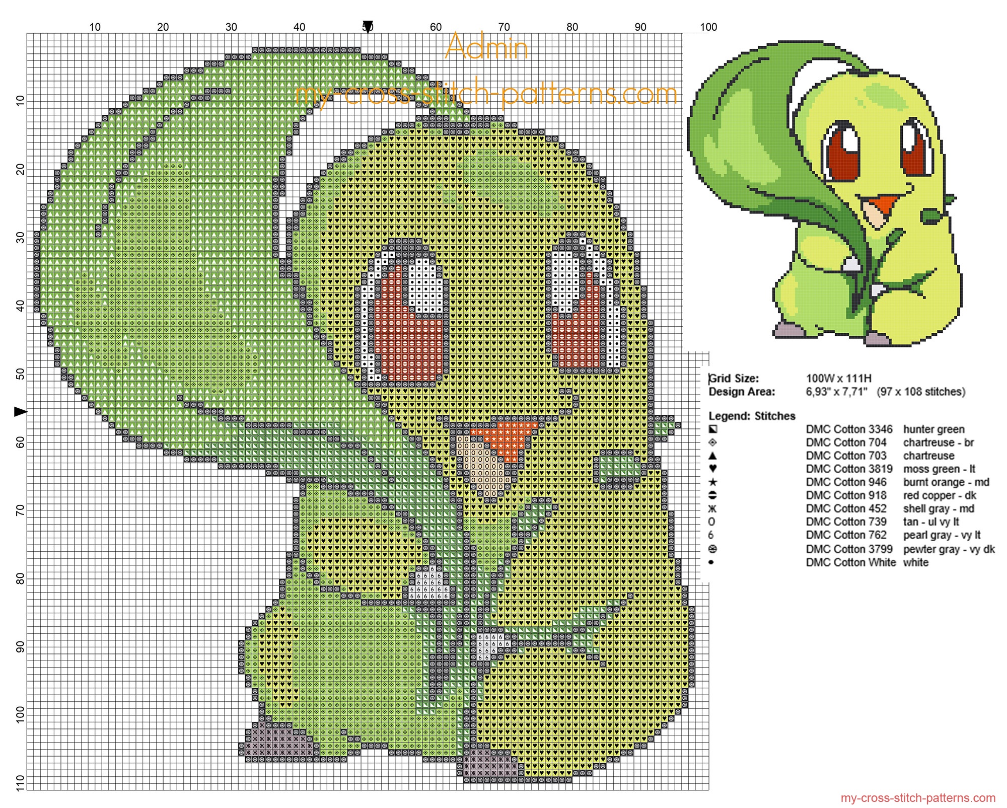 chikorita_pokemon_152_second_generation_free_cross_stitch_pattern