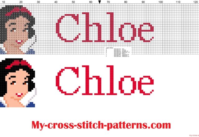 chloe_cross_stitch_pattern_name_with_disney_princess_white_snow