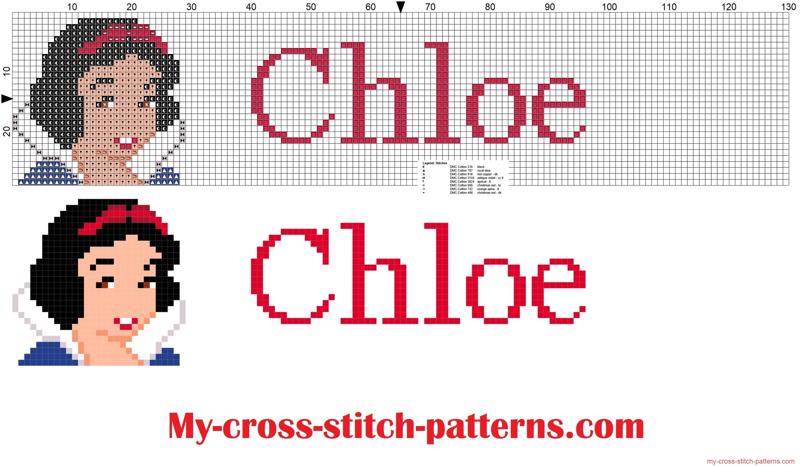 chloe_cross_stitch_pattern_name_with_disney_princess_white_snow