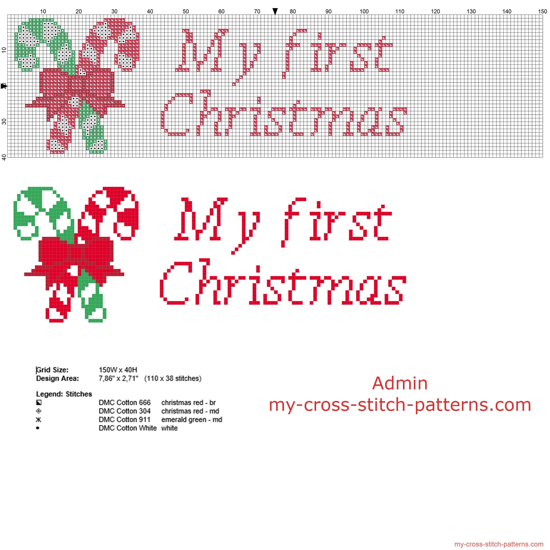 christmas_candy_with_text_my_first_christmas_cross_stitch_pattern_height_40_stitches