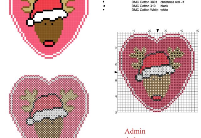 christmas_heart_with_reindeer_free_cross_stitch_pattern_47_x_49_stitches_6_dmc_threads