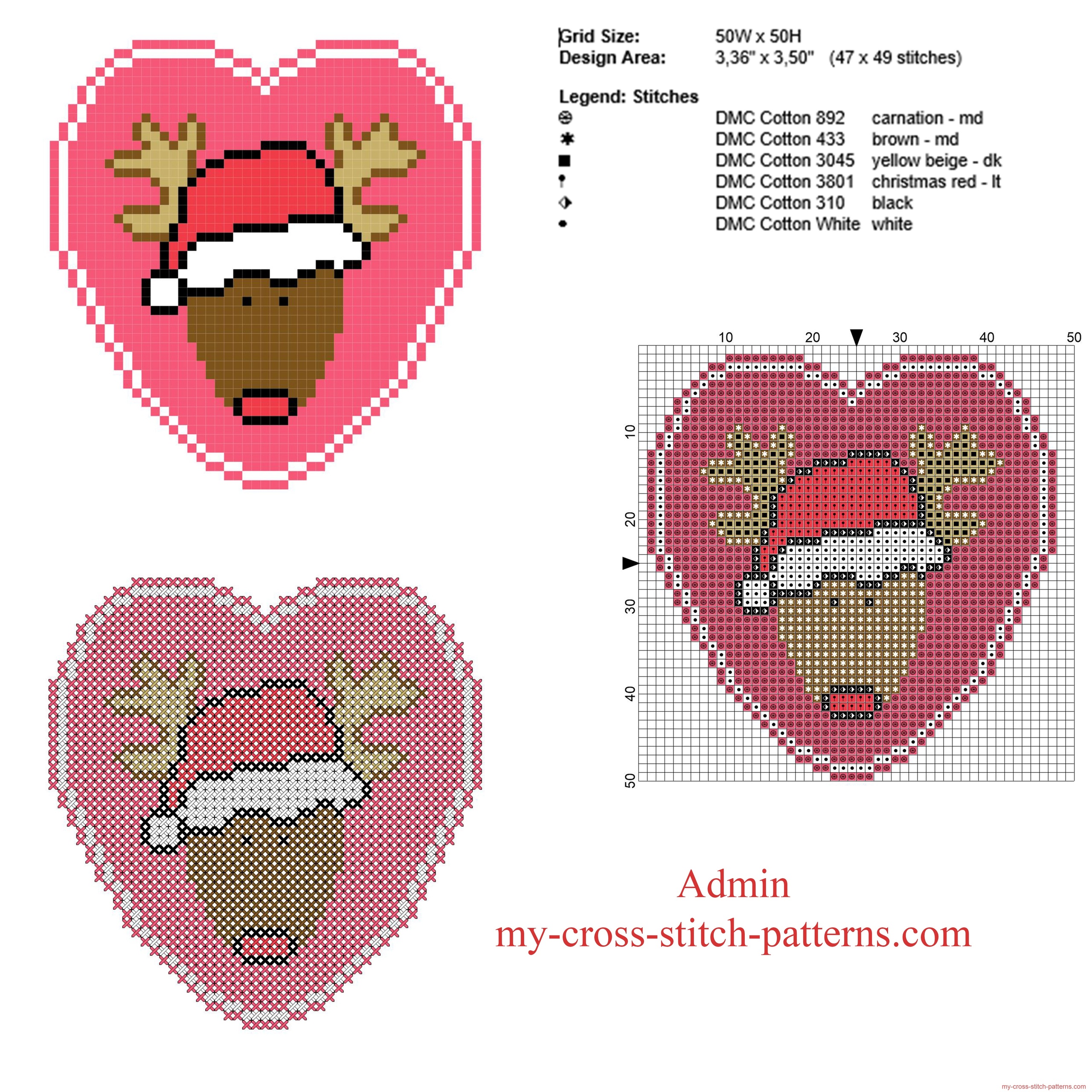 christmas_heart_with_reindeer_free_cross_stitch_pattern_47_x_49_stitches_6_dmc_threads