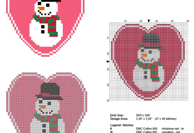 christmas_heart_with_snowman_free_cross_stitch_pattern_47_x_49_stitches_6_dmc_threads