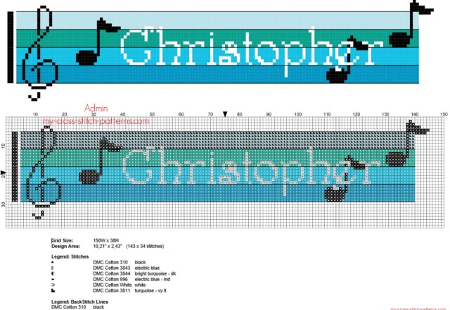 christopher_free_cross_stitch_baby_name_on_blue_colors_sheet_music