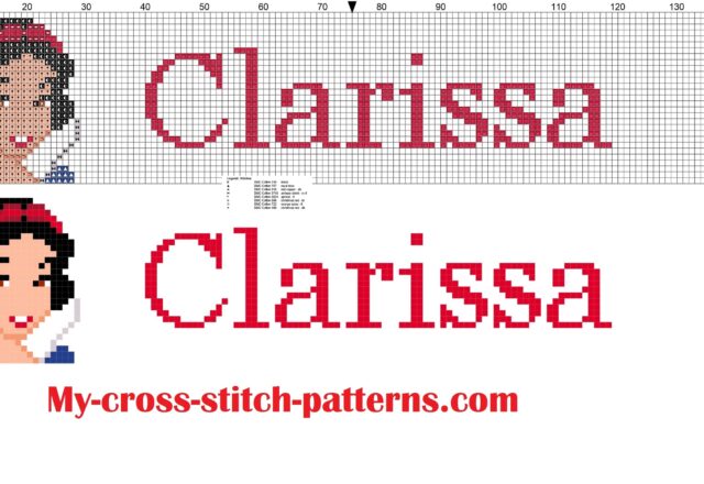 clarissa_cross_stitch_pattern_name_with_disney_princess_white_snow