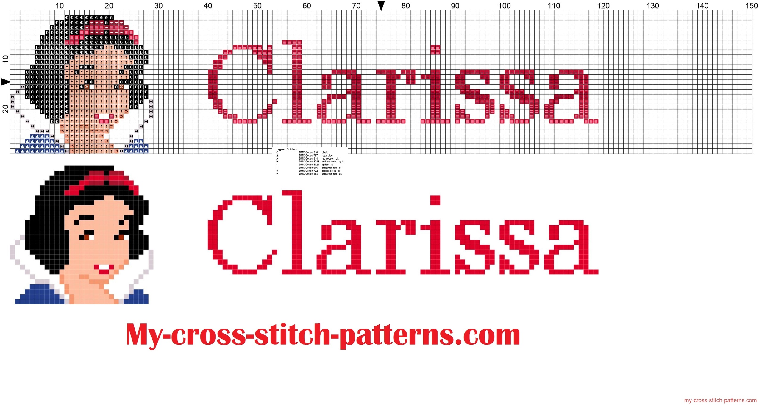 clarissa_cross_stitch_pattern_name_with_disney_princess_white_snow