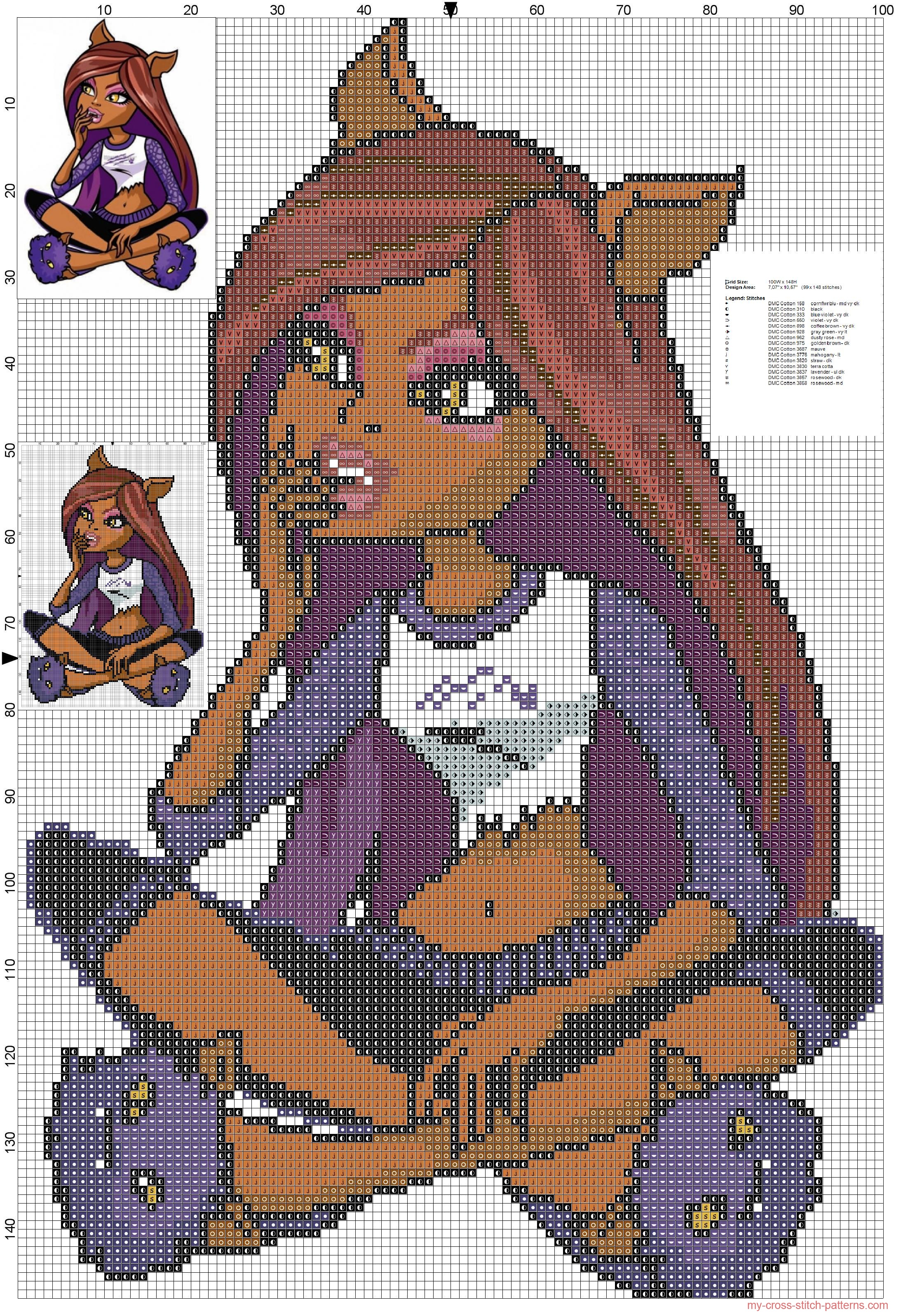 clawdeen_monster_high_cross_stitch_pattern