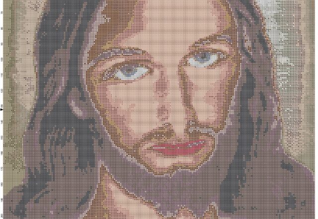 color_jesus_face_cross_stitch_pattern_full_pattern