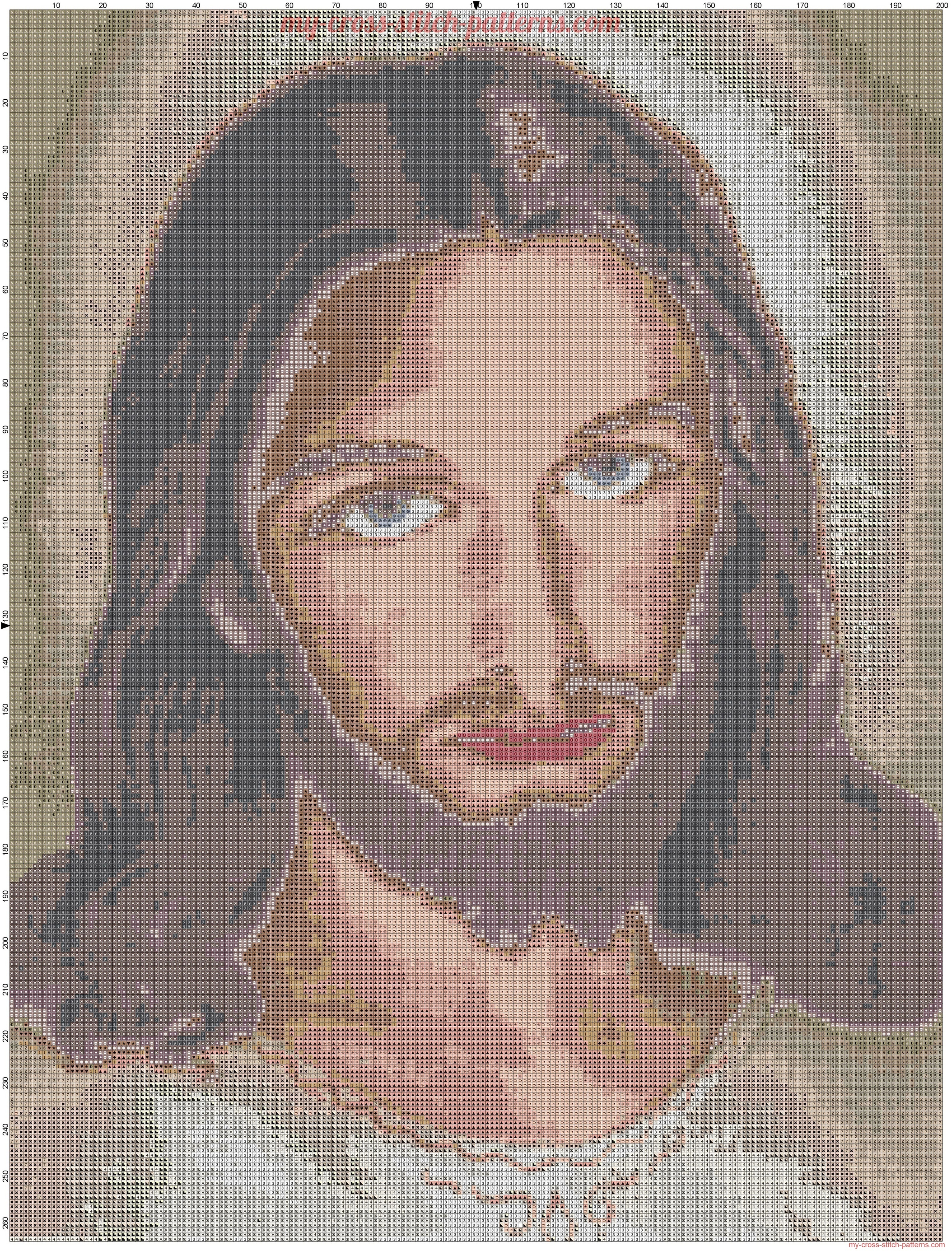 color_jesus_face_cross_stitch_pattern_full_pattern