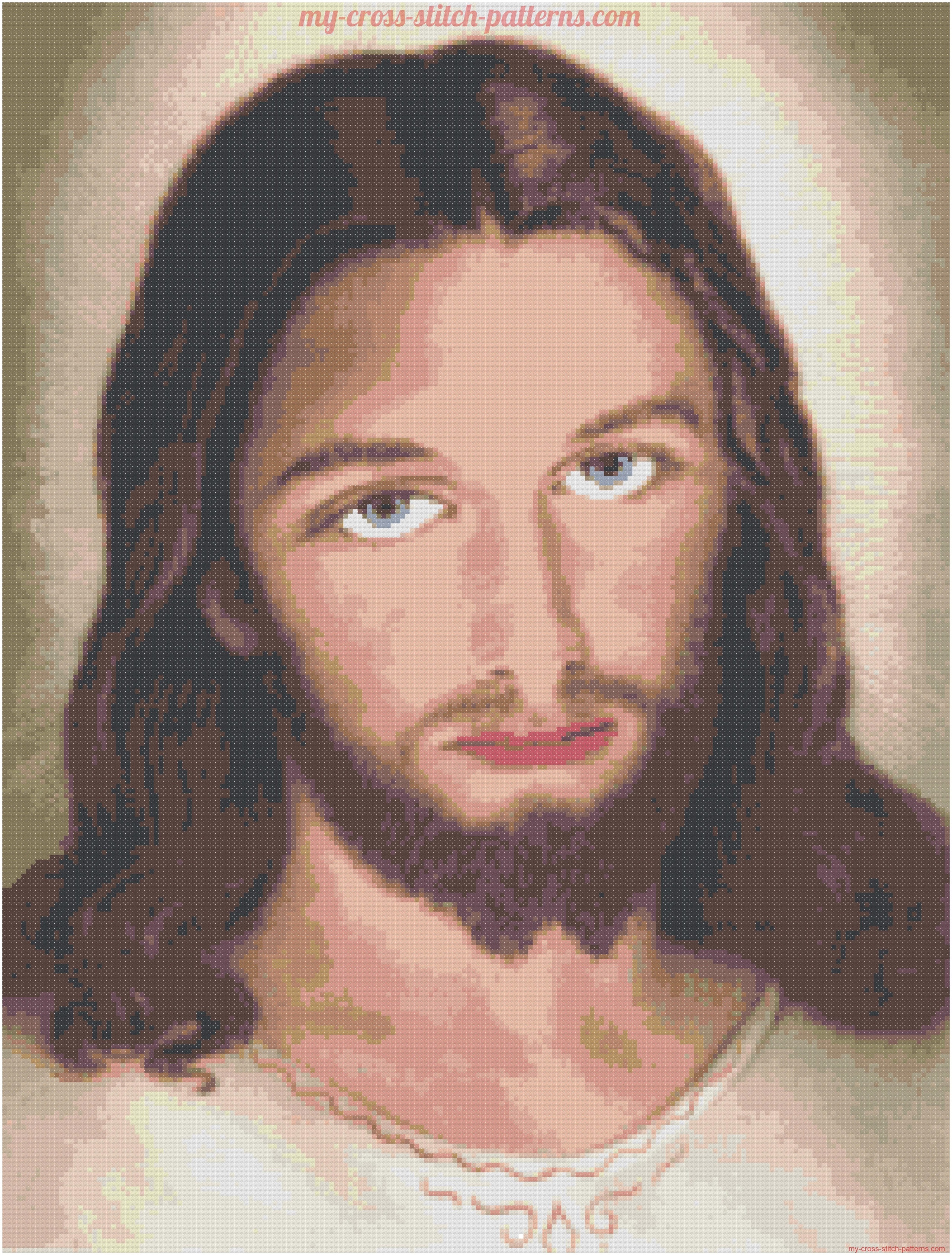 color_jesus_face_cross_stitch_pattern_preview