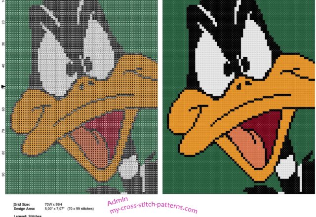 colored_cross_stitch_tile_with_daffy_duck_face