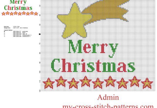 comet_star_and_text_merry_christmas_free_cross_stitch_pattern