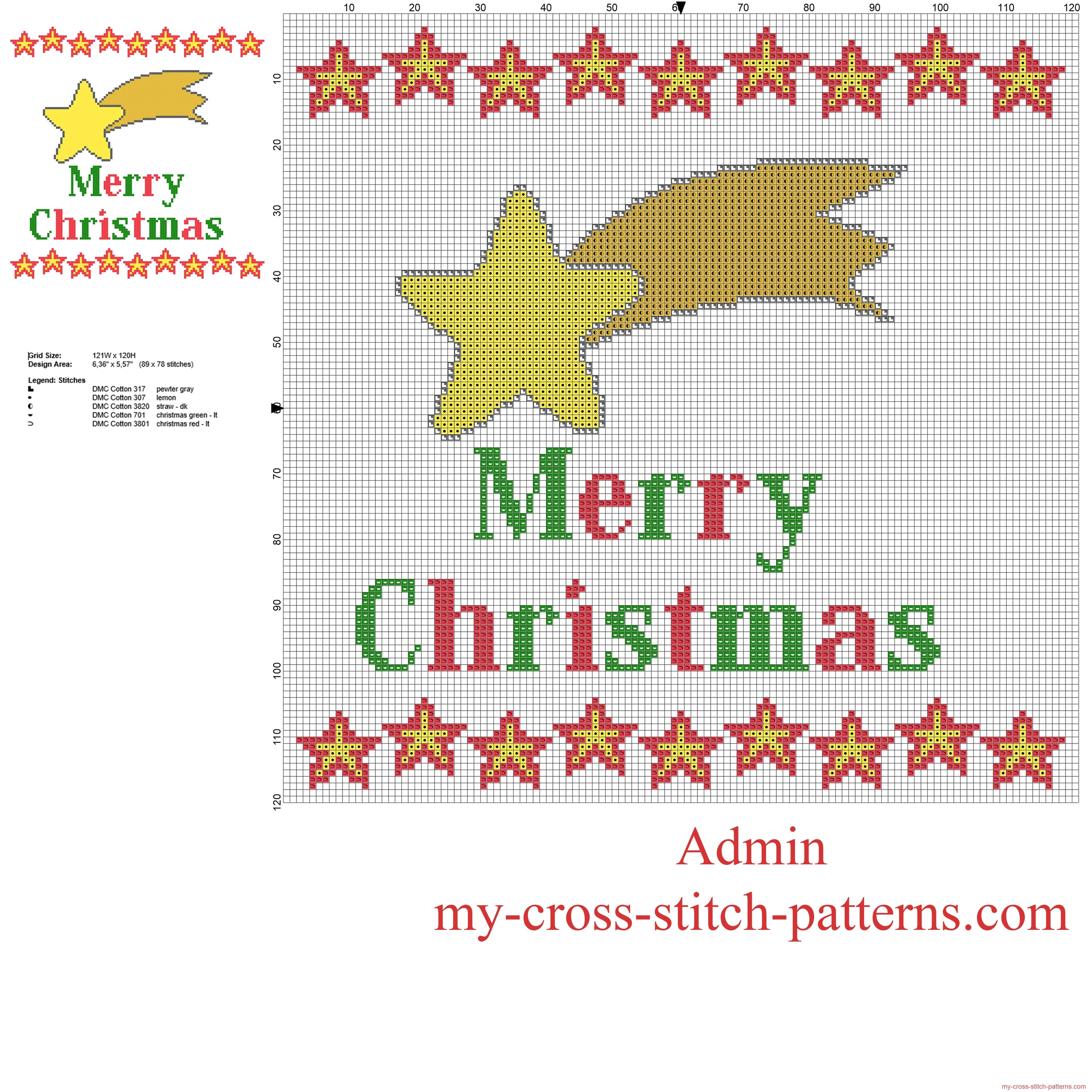 comet_star_and_text_merry_christmas_free_cross_stitch_pattern