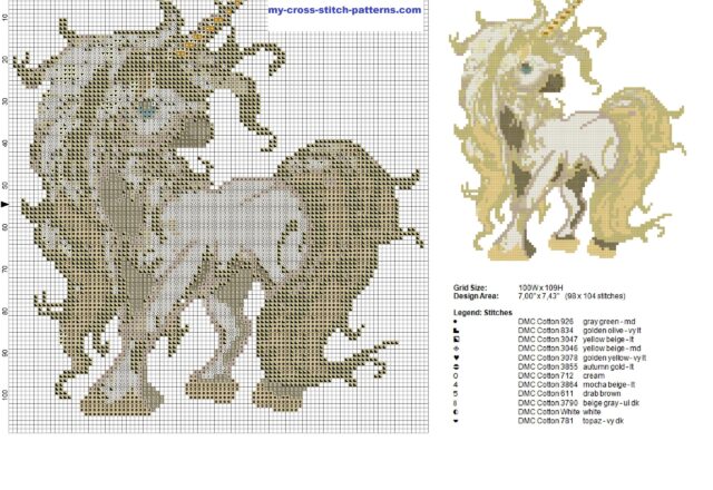 cream_fantasy_unicorn_cross_stitch_pattern