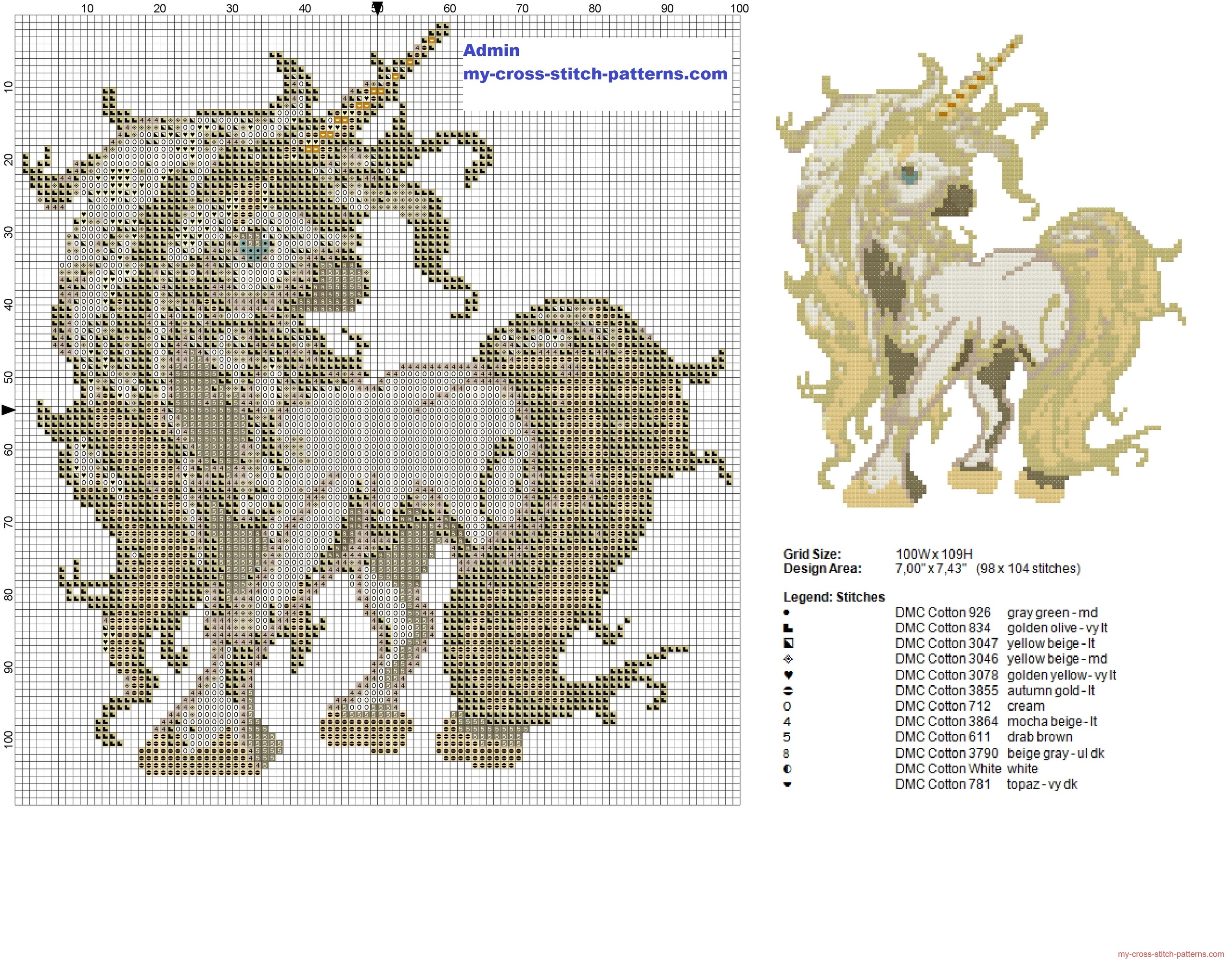 cream_fantasy_unicorn_cross_stitch_pattern