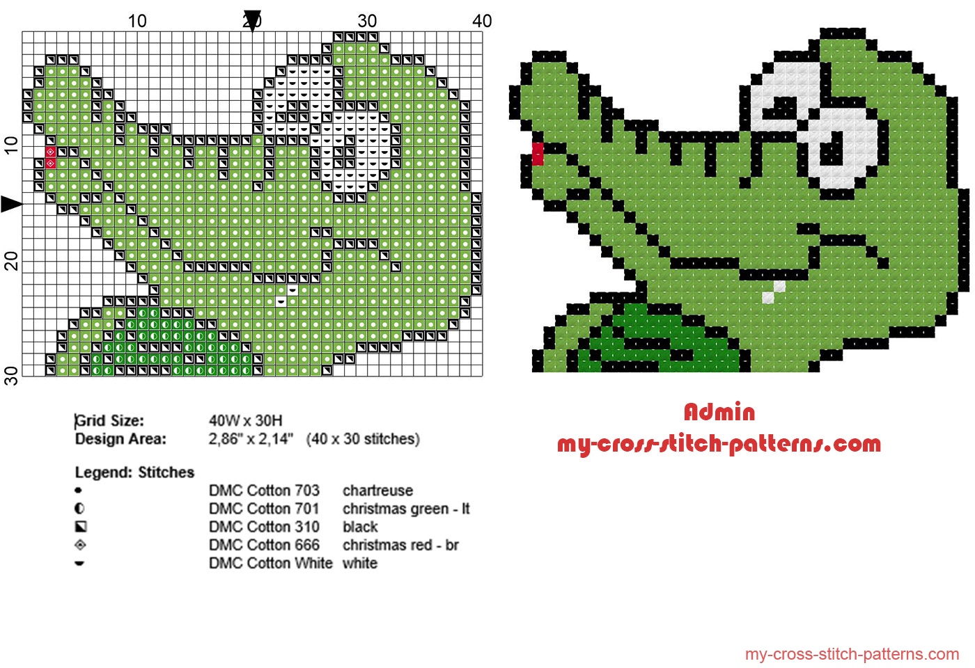 crocodile_small_face_cross_stitch_pattern_in_40_stitches