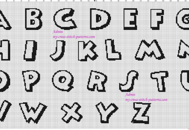 cross_stitch_alphabet_uppercase_disney_mickey_mouse_font_black_and_white