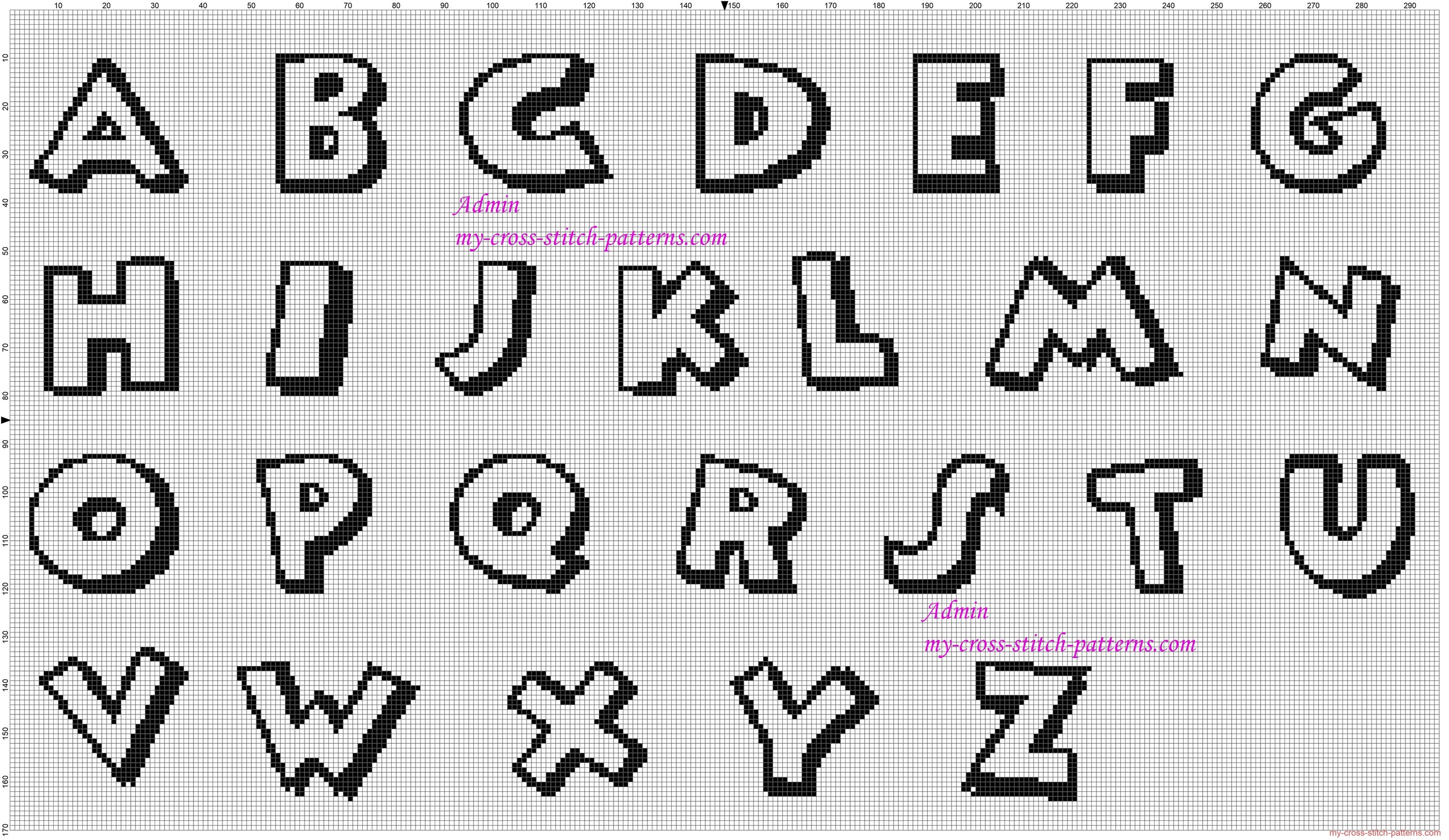 cross_stitch_alphabet_uppercase_disney_mickey_mouse_font_black_and_white