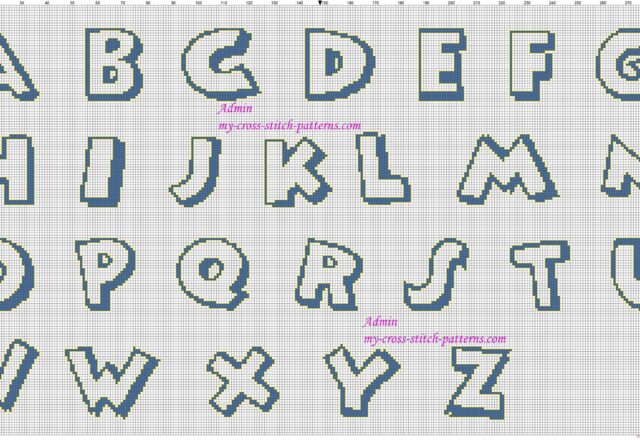 cross_stitch_alphabet_uppercase_disney_mickey_mouse_font_blue_and_yellow
