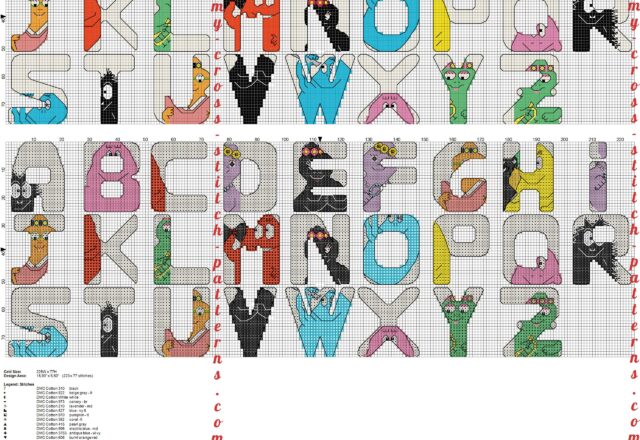 cross_stitch_alphabet_with_barbapapa