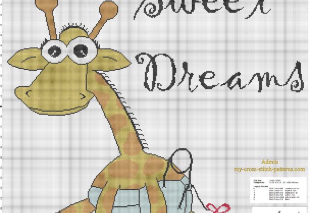 cross_stitch_baby_blanket_idea_with_giraffe_and_text_sweet_dreams