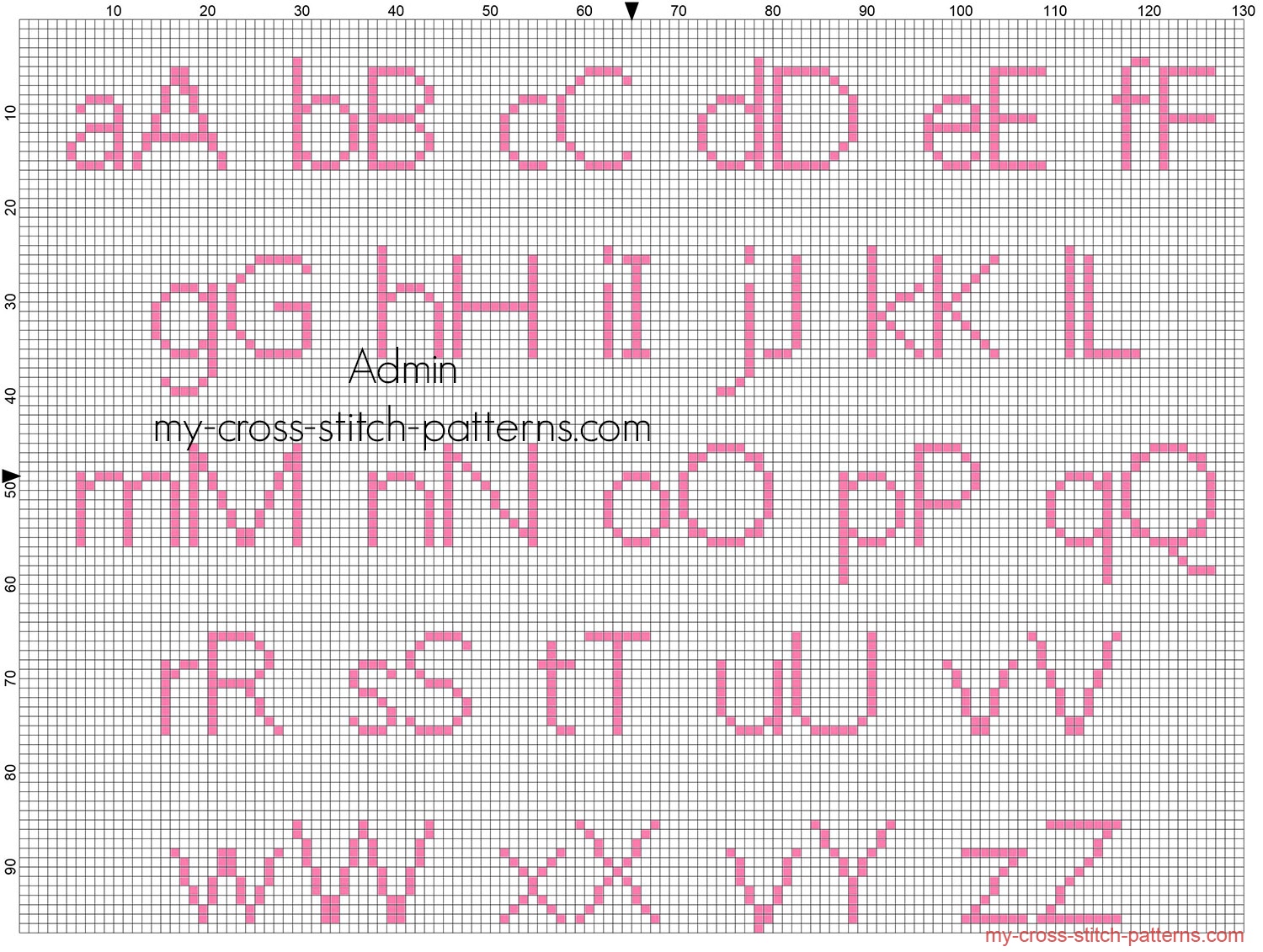 cross_stitch_baby_pink_alphabet_myanmar_size_20_color_dmc_3806