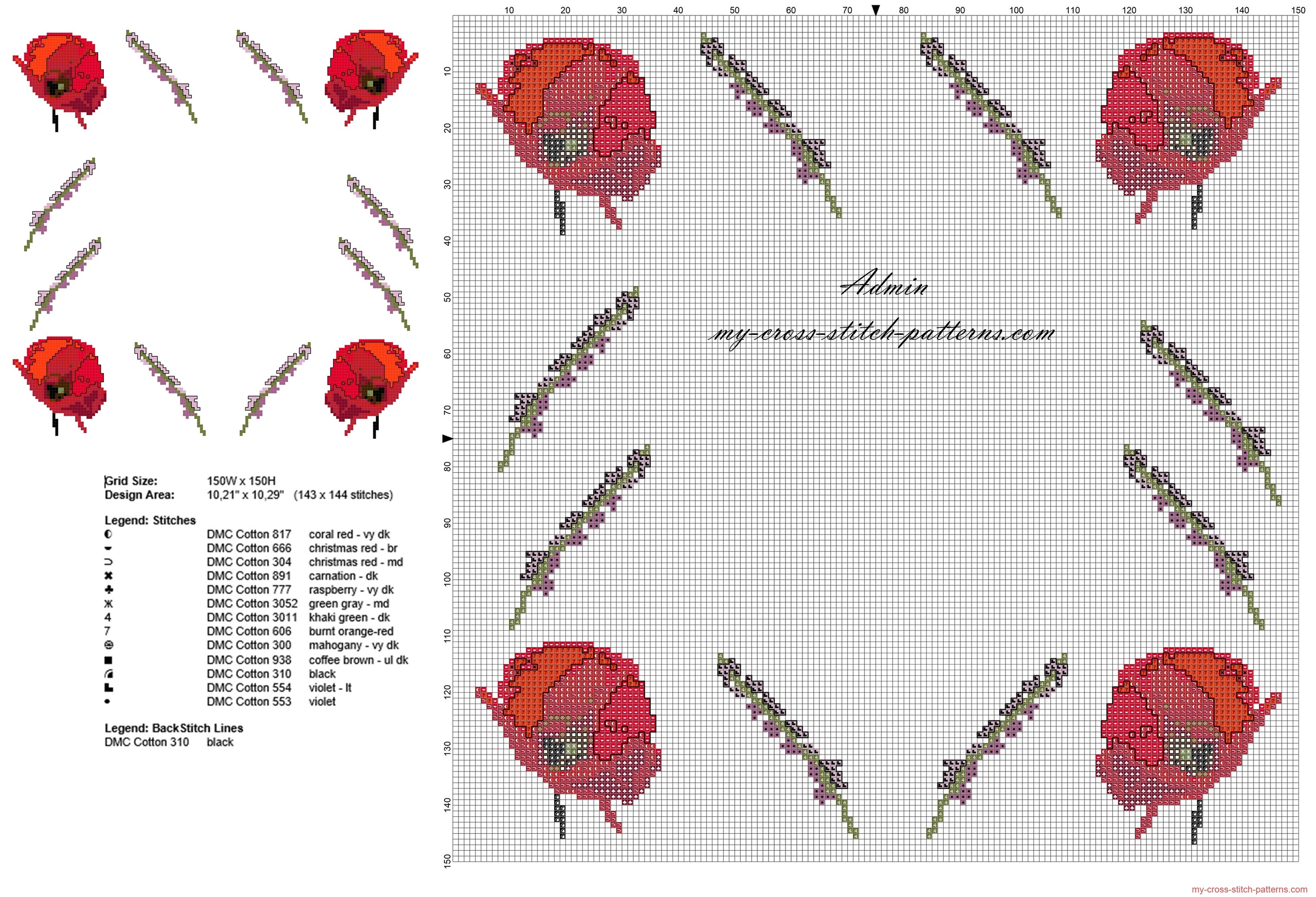 cross_stitch_border_with_papavers_flowers_width_about_30_stitches_free_download
