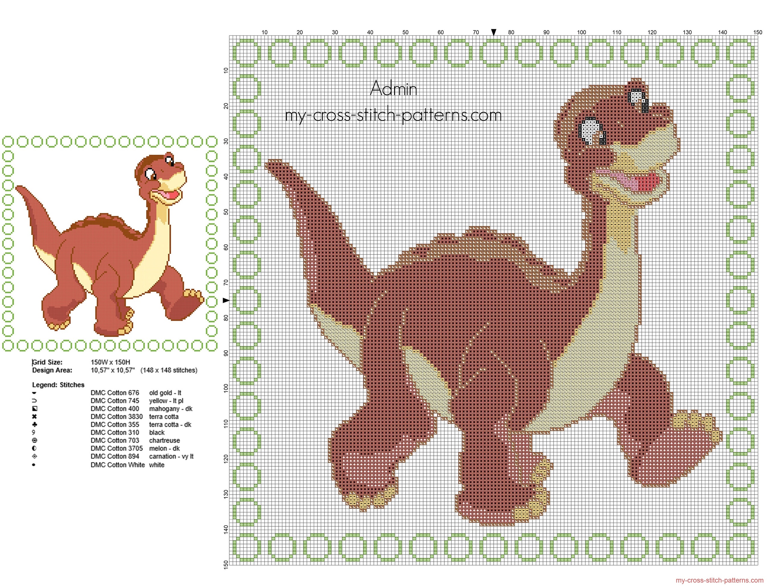 cross_stitch_children_pillow_with_littlefoot_from_the_land_before_time_cartoon