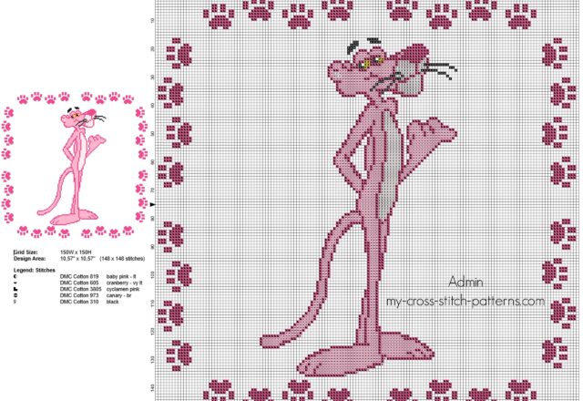 cross_stitch_children_pillow_with_the_pink_panther